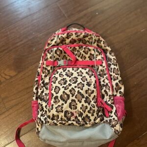 Lands' End Kids Leopard Print Backpack with Pink Trim